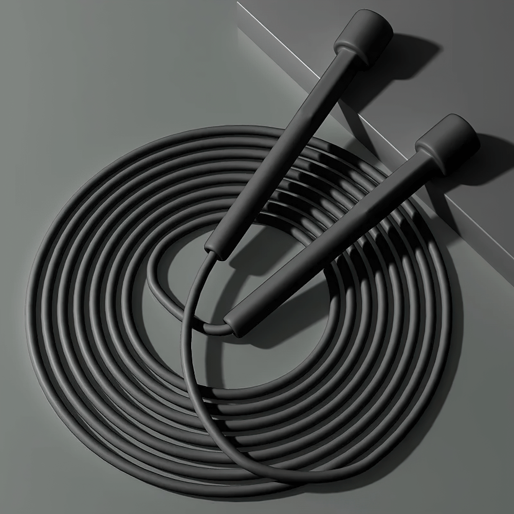 Adjustable black skipping rope SF3193 with anti-slip handles for fitness and cardio training, ideal for home or gym workouts.